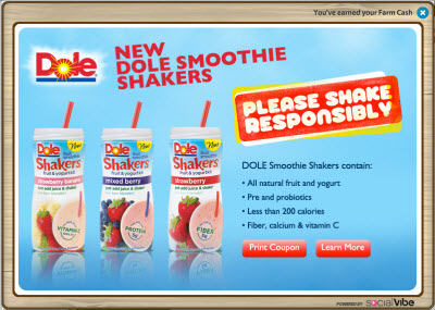 1 Sponsored Ad: 2 FREE Farm Cash from Dole!